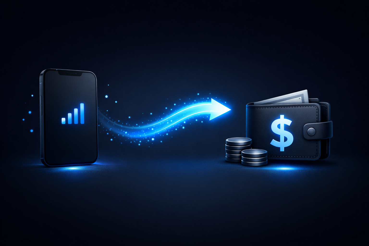 Airtime to cash feature dark mode image